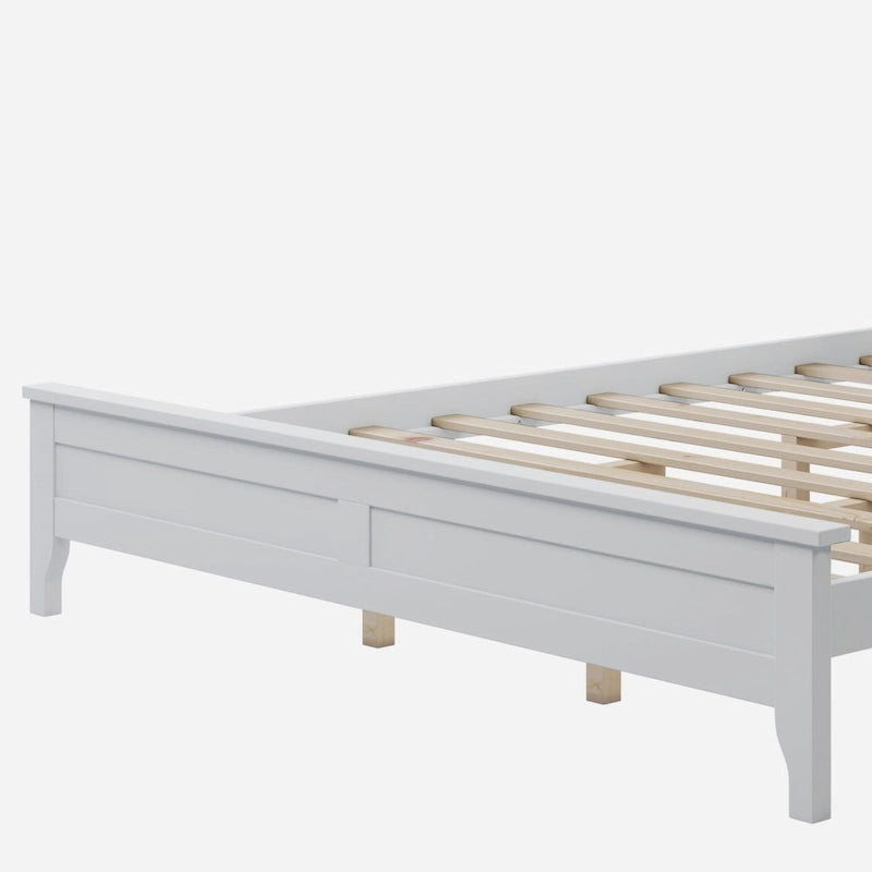 Lit plateforme queen moderne en bois massif blanc