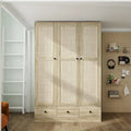 Armoire avec accents en rotin – Organiseur de vêtements spacieux et stylé