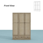 Armoire avec accents en rotin – Organiseur de vêtements spacieux et stylé