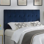 Tête de lit capitonnée en velours bleu marine Queen