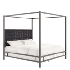 Lit à baldaquin king-size avec cadre en nickel noir