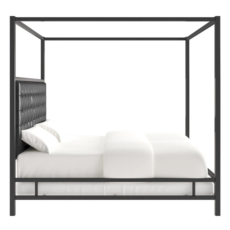 Lit à baldaquin king-size avec cadre en nickel noir