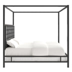 Lit à baldaquin king-size avec cadre en nickel noir