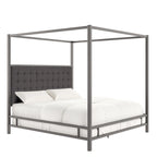 Lit à baldaquin king-size avec cadre en nickel noir