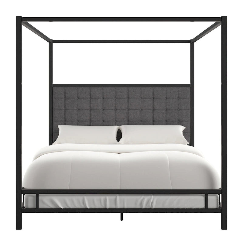Lit à baldaquin king-size avec cadre en nickel noir