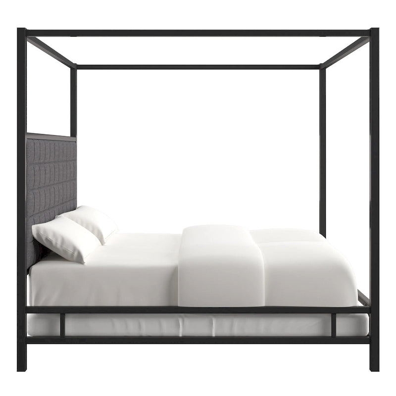 Lit à baldaquin king-size avec cadre en nickel noir