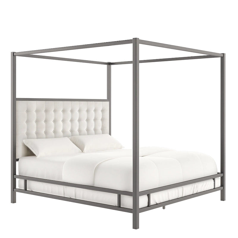 Lit à baldaquin king-size avec cadre en nickel noir