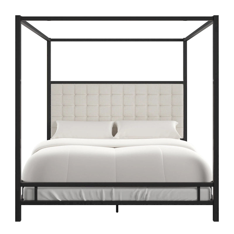 Lit à baldaquin king-size avec cadre en nickel noir