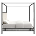Lit à baldaquin king-size avec cadre en nickel noir