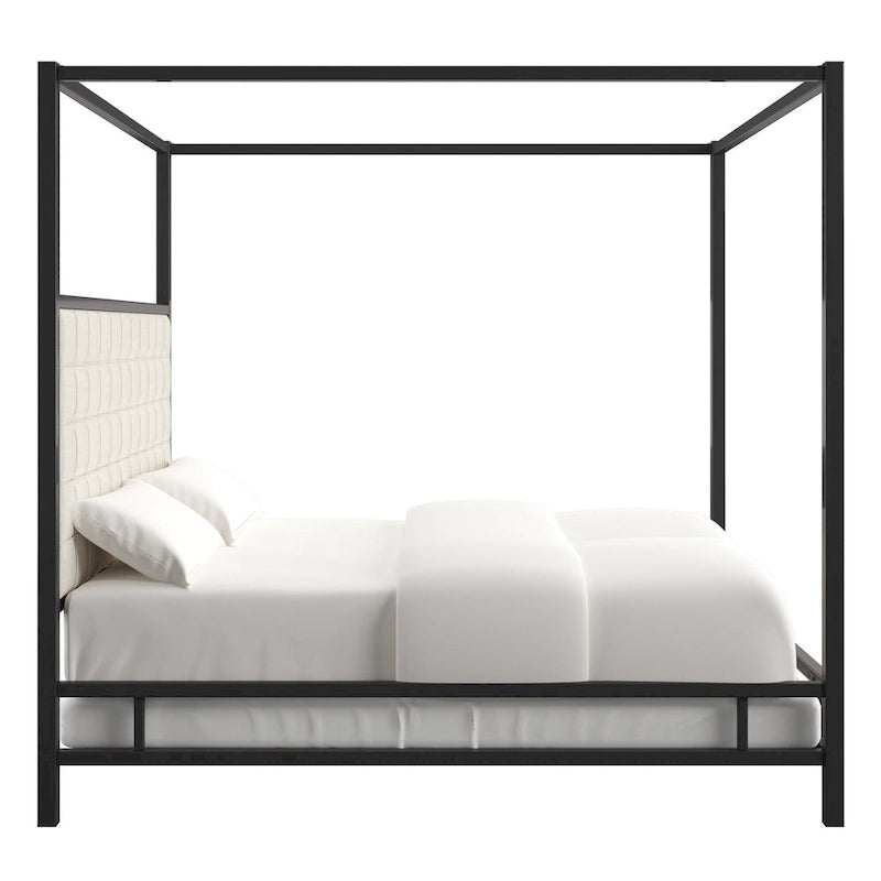Lit à baldaquin king-size avec cadre en nickel noir