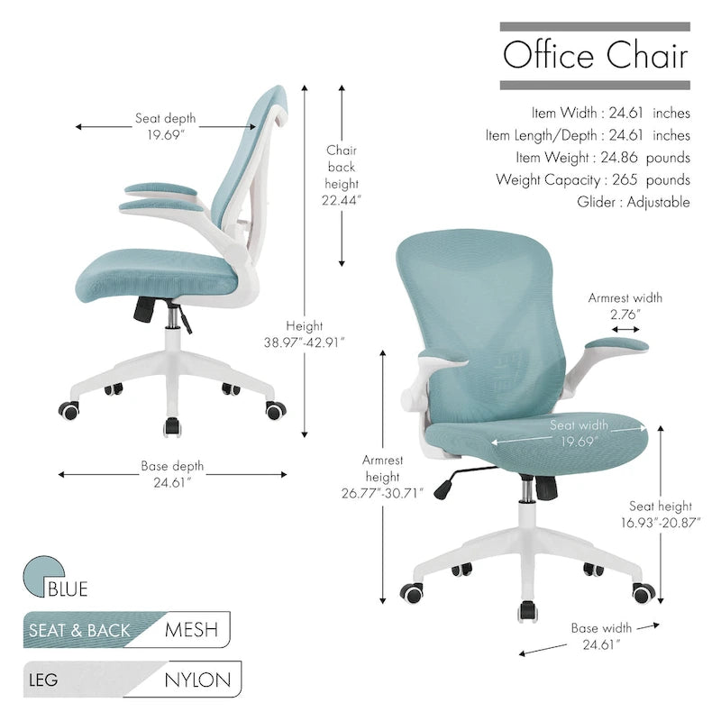 Fauteuil de bureau ergonomique en maille avec base en nylon et mécanisme d'inclinaison