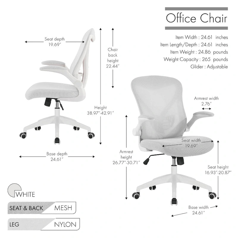 Fauteuil de bureau ergonomique en maille avec base en nylon et mécanisme d'inclinaison