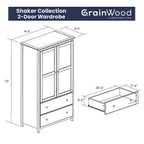 Armoire 2 portes Shaker en bois massif