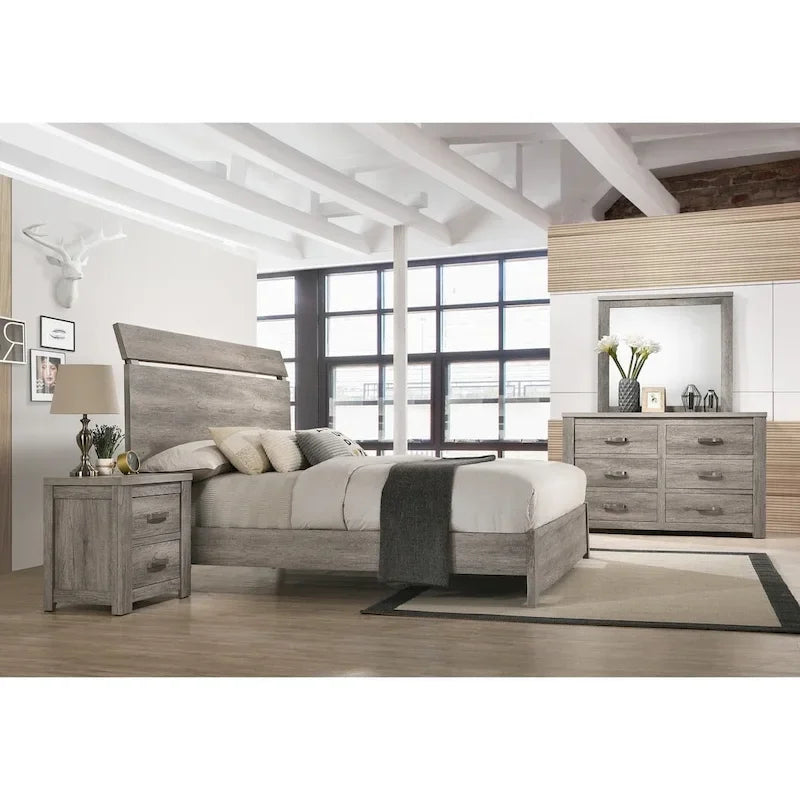 Meubles de chambre à coucher contemporains en bois gris patiné