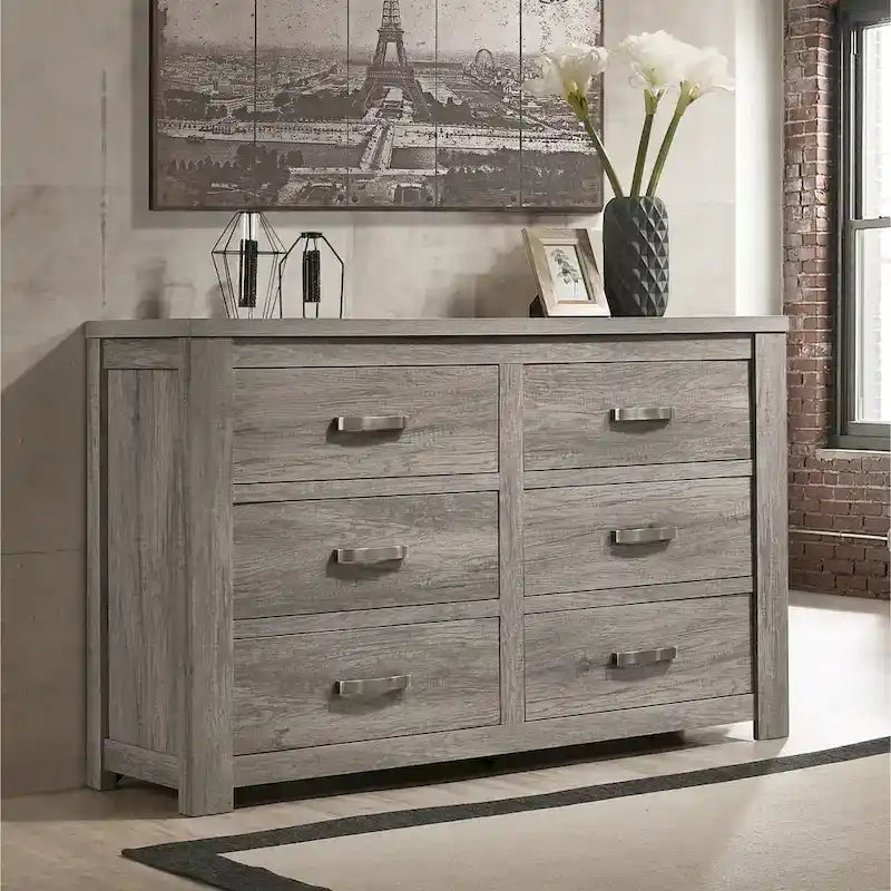 Meubles de chambre à coucher contemporains en bois gris patiné