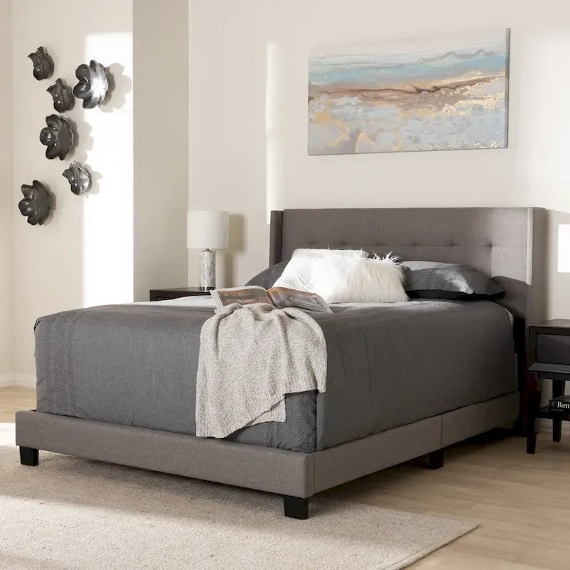 Lit capitonné contemporain en tissu