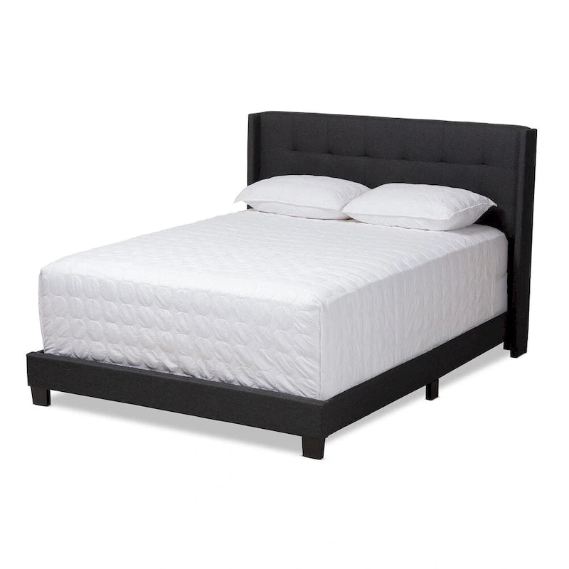 Lit capitonné contemporain en tissu