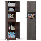 Armoire de rangement en bois massif 5 étagères 170 cm de haut pour salle de bain