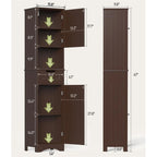 Armoire de rangement en bois massif 5 étagères 170 cm de haut pour salle de bain