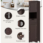 Armoire de rangement en bois massif 5 étagères 170 cm de haut pour salle de bain