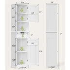 Armoire de rangement en bois massif 5 étagères 170 cm de haut pour salle de bain