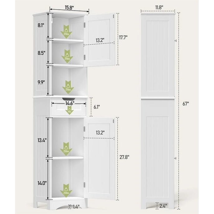 Armoire de rangement en bois massif 5 étagères 170 cm de haut pour salle de bain