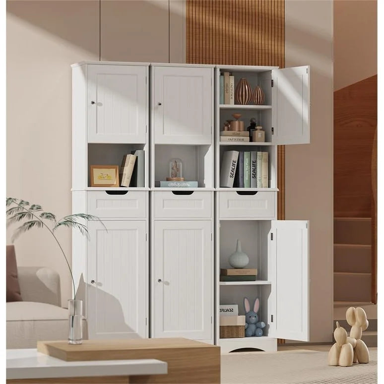 Armoire de rangement en bois massif 5 étagères 170 cm de haut pour salle de bain