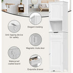Armoire de rangement en bois massif 5 étagères 170 cm de haut pour salle de bain