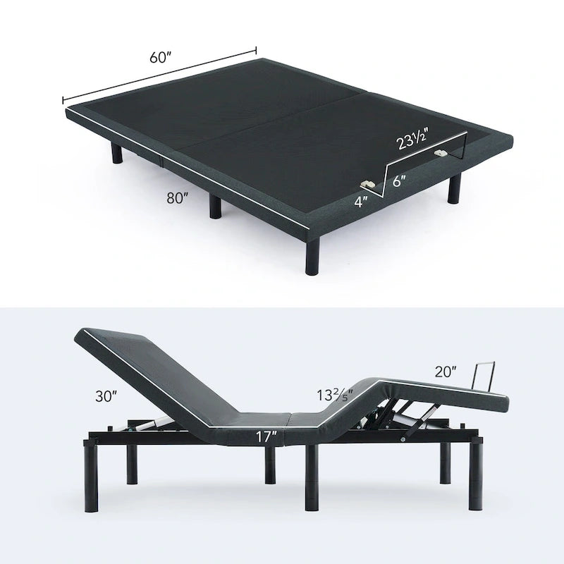 Lit réglable zéro gravité massant avec télécommande sans fil et éclairage sous le lit