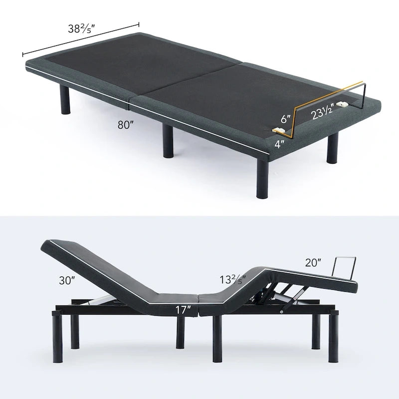 Lit réglable zéro gravité massant avec télécommande sans fil et éclairage sous le lit