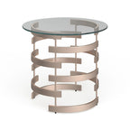 Table d'appoint en métal couleur champagne