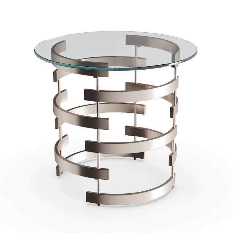 Table d'appoint en métal couleur champagne