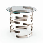 Table d'appoint en métal couleur champagne