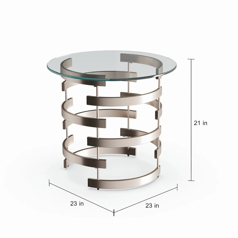 Table d'appoint en métal couleur champagne