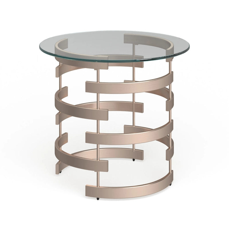 Table d'appoint en métal couleur champagne