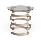 Table d'appoint en métal couleur champagne