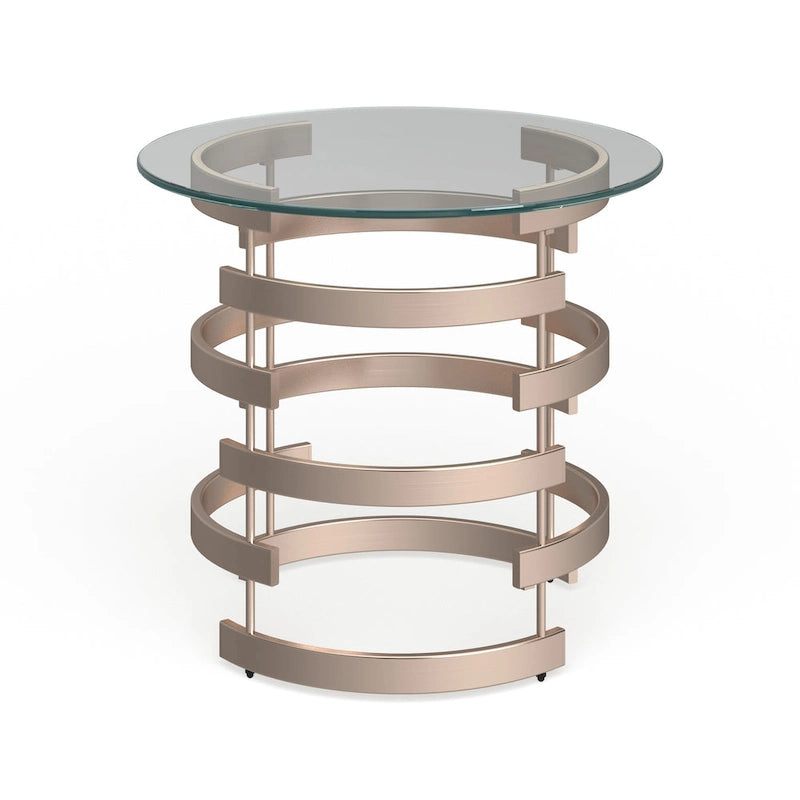 Table d'appoint en métal couleur champagne