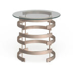 Table d'appoint en métal couleur champagne