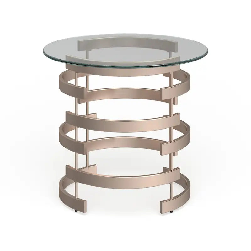 Table d'appoint en métal couleur champagne
