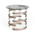 Table d'appoint en métal couleur champagne