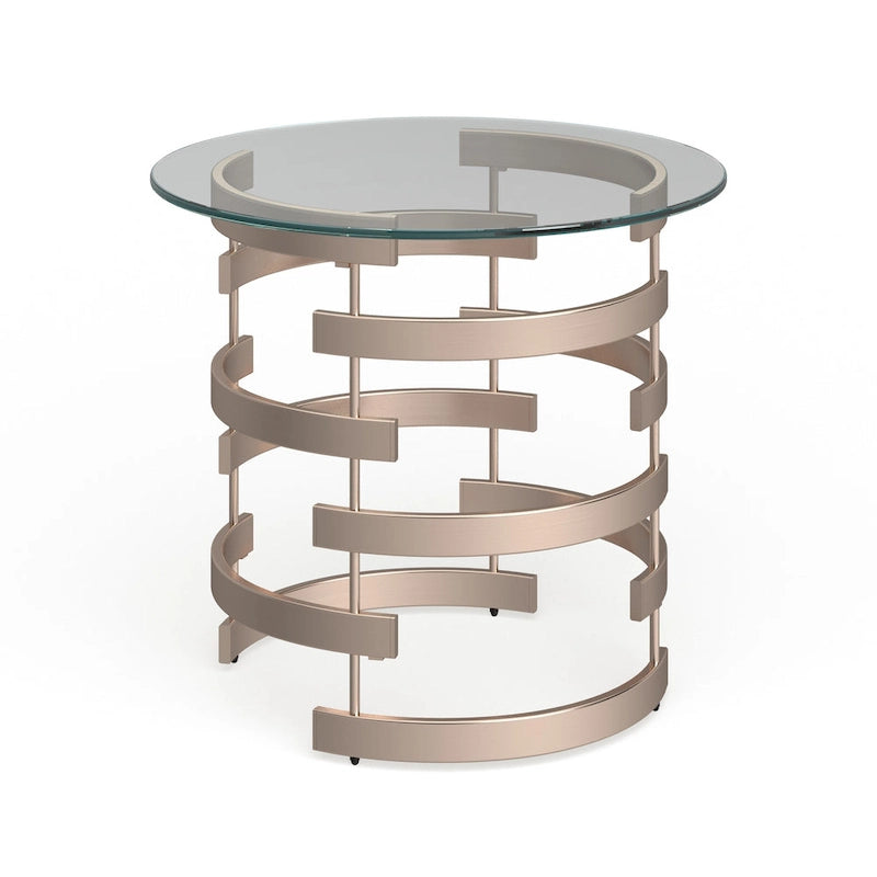 Table d'appoint en métal couleur champagne