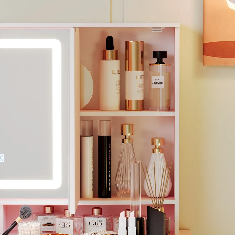 Table de maquillage avec miroir éclairé 3 couleurs