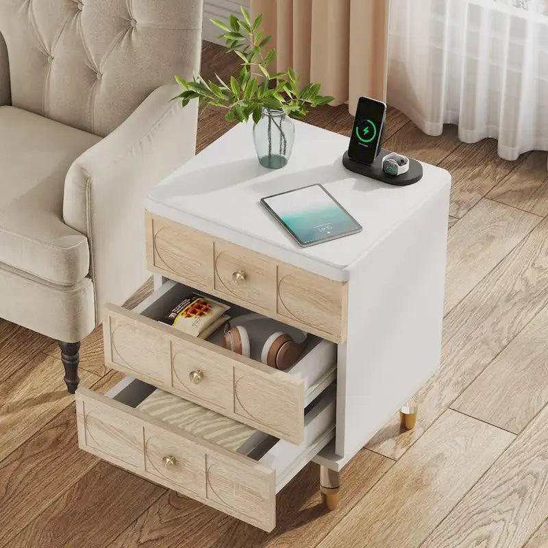 Table de chevet avec 3 tiroirs