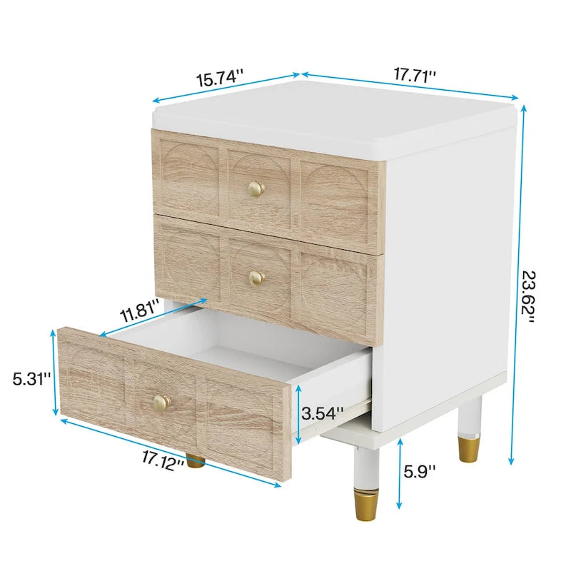 Table de chevet avec 3 tiroirs