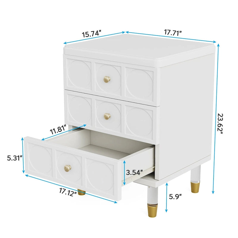 Table de chevet avec 3 tiroirs