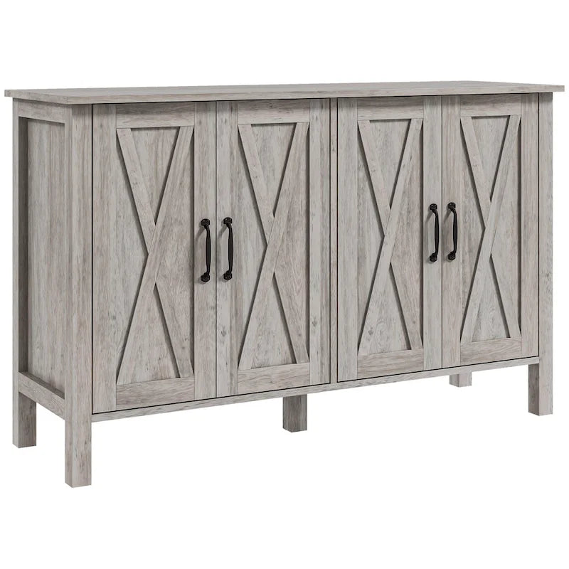 Meuble buffet de ferme de 119 cm avec 4 portes coulissantes et étagères réglables