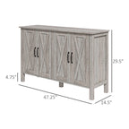 Meuble buffet de ferme de 119 cm avec 4 portes coulissantes et étagères réglables