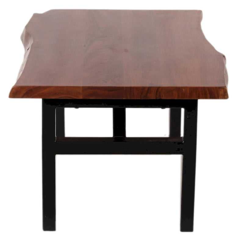 Table basse à tréteaux en acacia à bord naturel