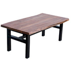 Table basse à tréteaux en acacia à bord naturel