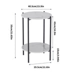 Table d'appoint ronde à 2 plateaux en marbre avec structure en métal noir